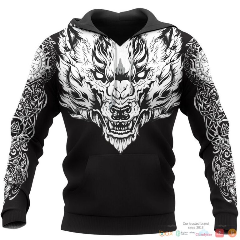 Viking Fenrir Wolf Axe Sword 3d shirt Hoodie