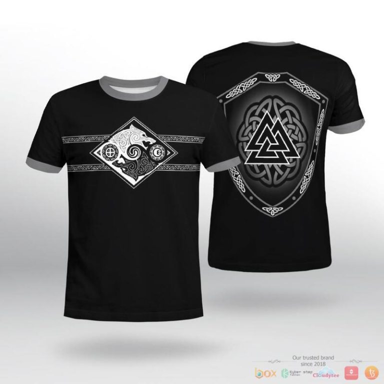 Viking Hati and Skoll Valknut Shield 3d shirt Hoodie 1