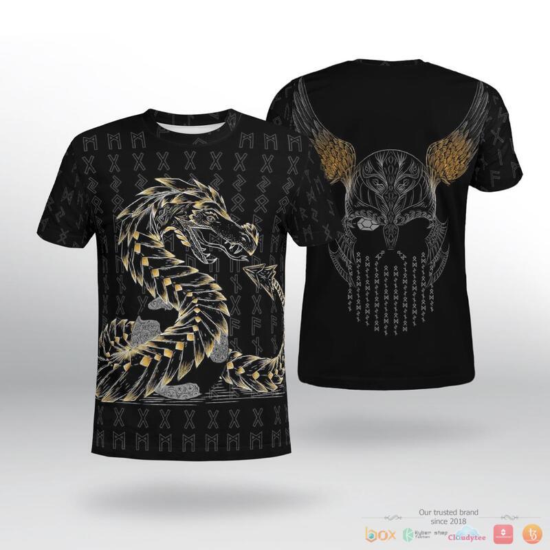 Viking Odin And Jormungandr Black 3d shirt Hoodie 1
