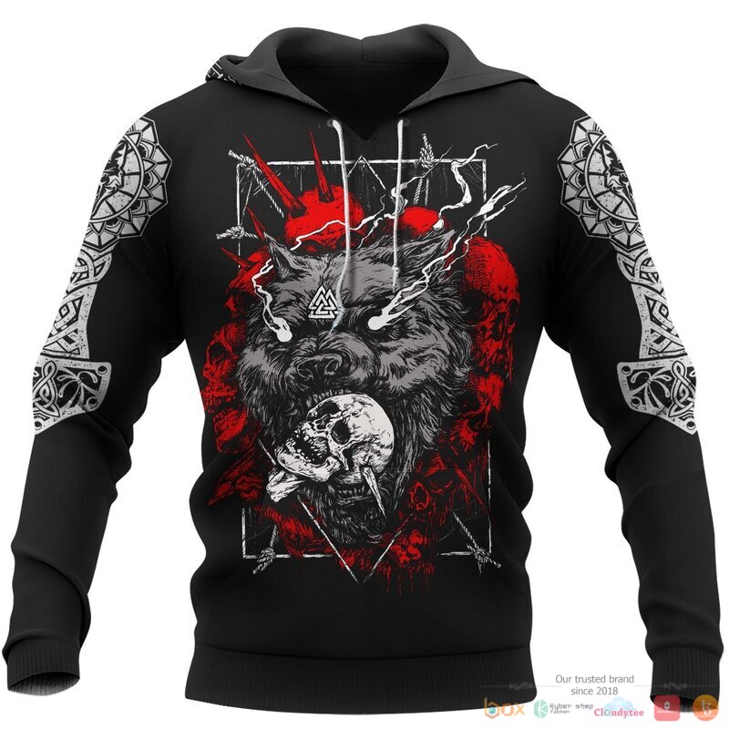 Viking Odin Fenrir Wolf 3d shirt Hoodie