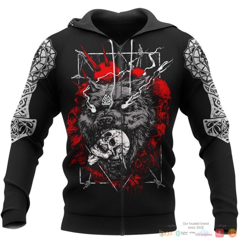 Viking Odin Fenrir Wolf 3d shirt Hoodie 1 2