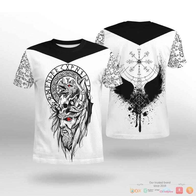 Viking Odin Raven Raven Vegvisir 3d shirt Hoodie 1
