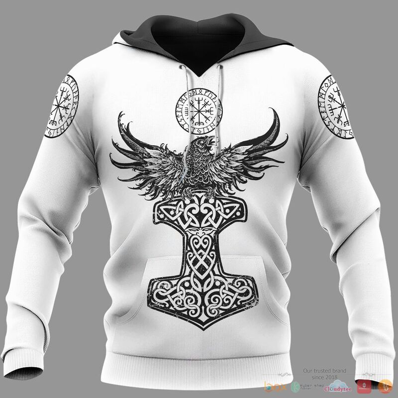 Viking Raven Hammer Vegvisir Yggdrasil 3d shirt Hoodie
