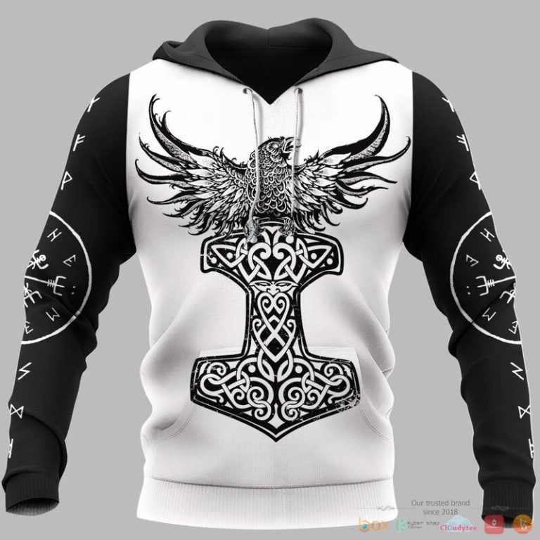 Viking Raven Hammer Yggdrasil Tree Of Life 3d shirt Hoodie