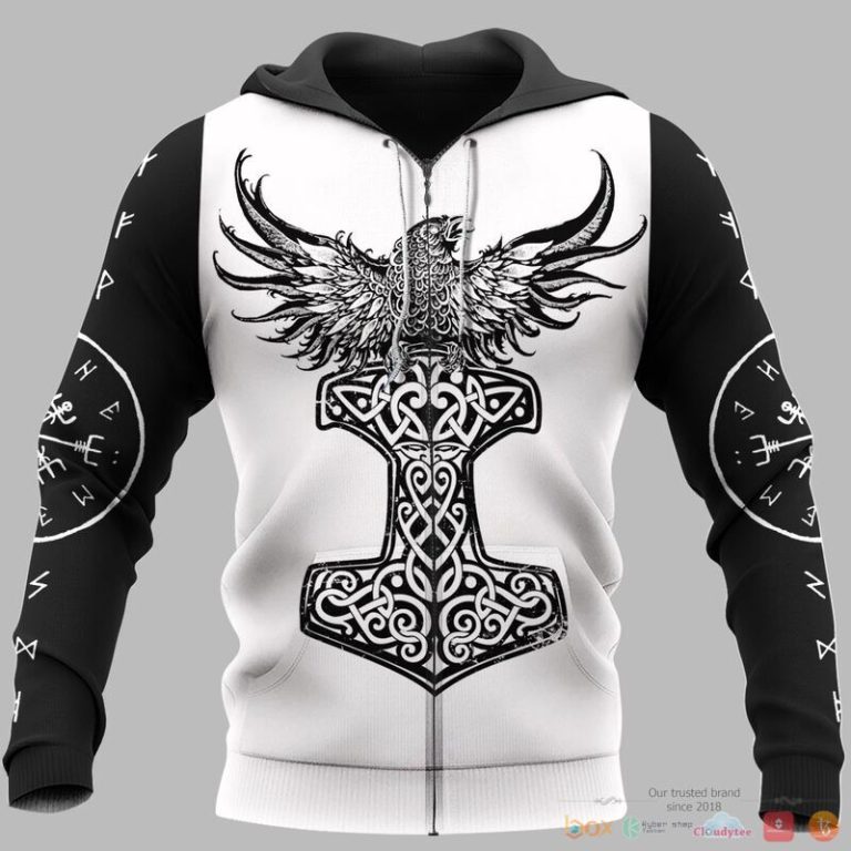 Viking Raven Hammer Yggdrasil Tree Of Life 3d shirt Hoodie 1 2