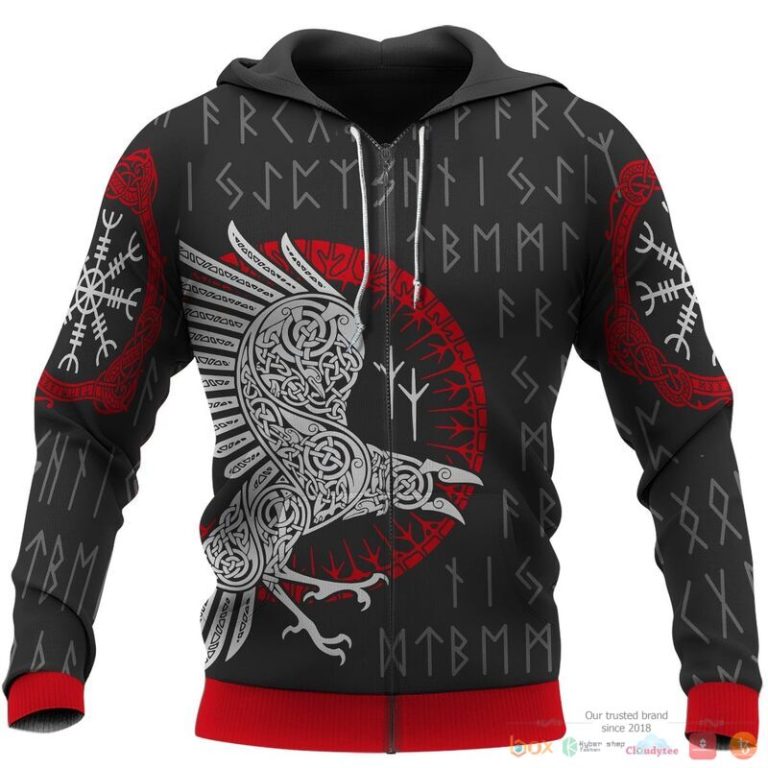 Viking Raven Rune 3d shirt Hoodie 1 2