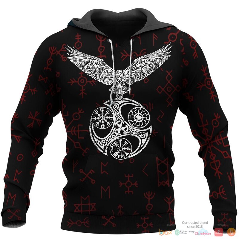 Viking Raven With Vegvisir 3d shirt Hoodie
