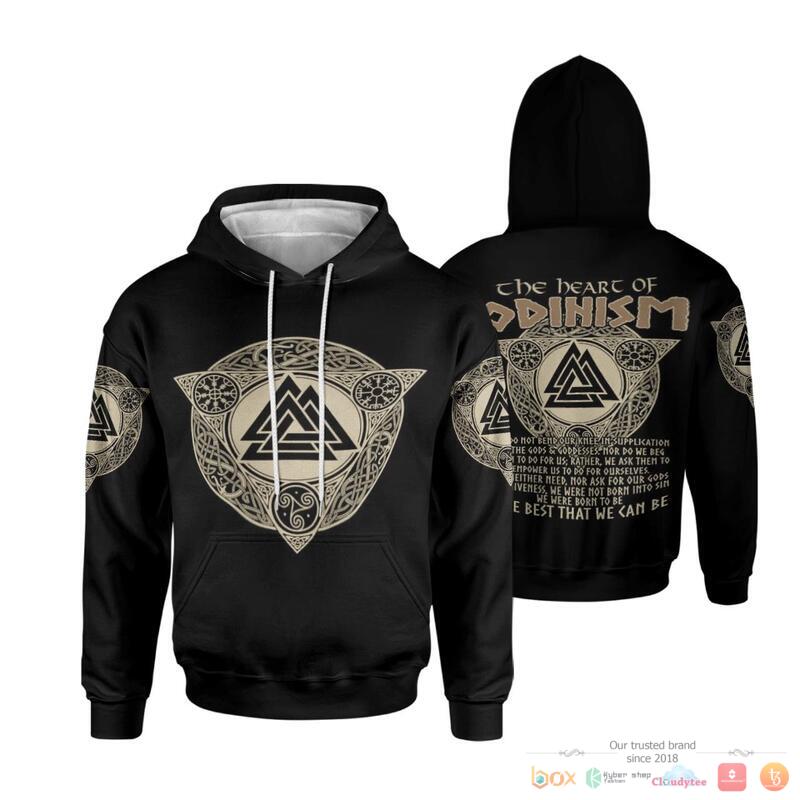 Viking The Heart of ODINISM 3d over printed hoodie