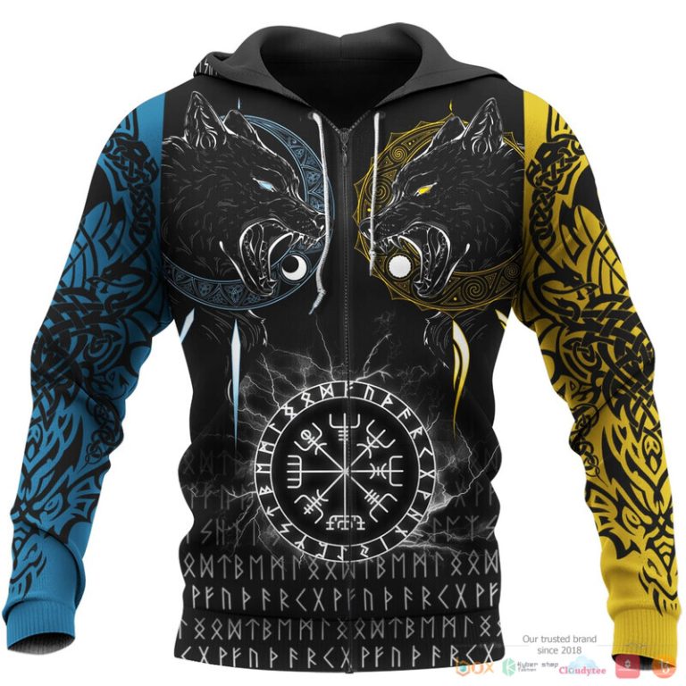 Viking The Sons of Fenrir Skoll and Hati Raven 3d shirt Hoodie 1 2