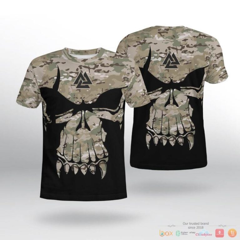 Viking Valknut Skull With Camo 3d shirt Hoodie 1