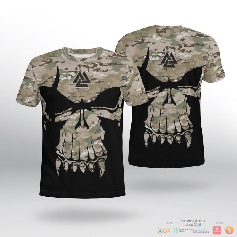 Viking Valknut Skull With Camo 3d shirt Hoodie 1