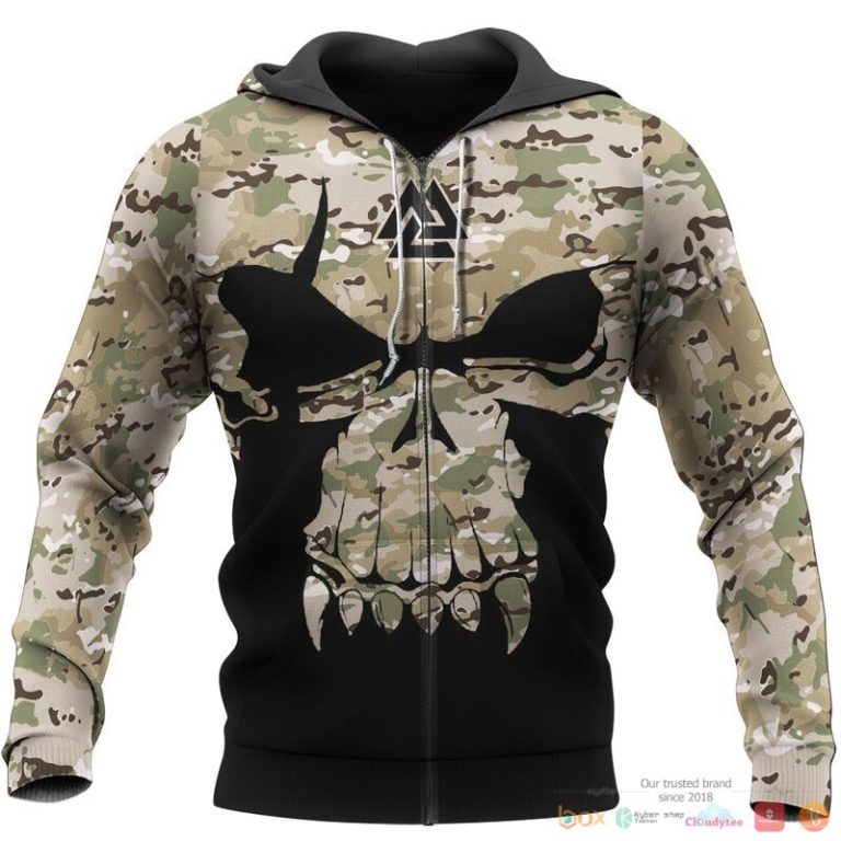 Viking Valknut Skull With Camo 3d shirt Hoodie 1 2