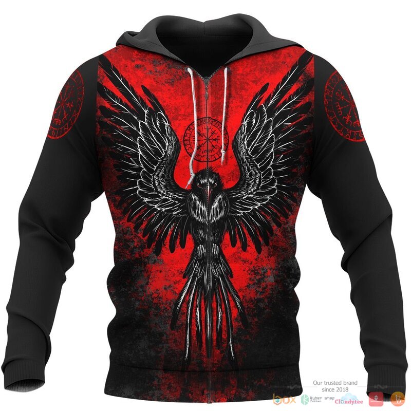Viking Viking Raven Vegvisir 3d shirt Hoodie 1