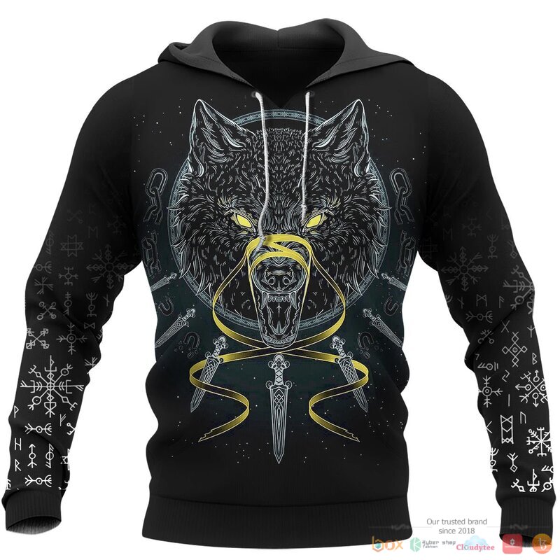 Viking Wolf Fenrir Odin 3d shirt Hoodie