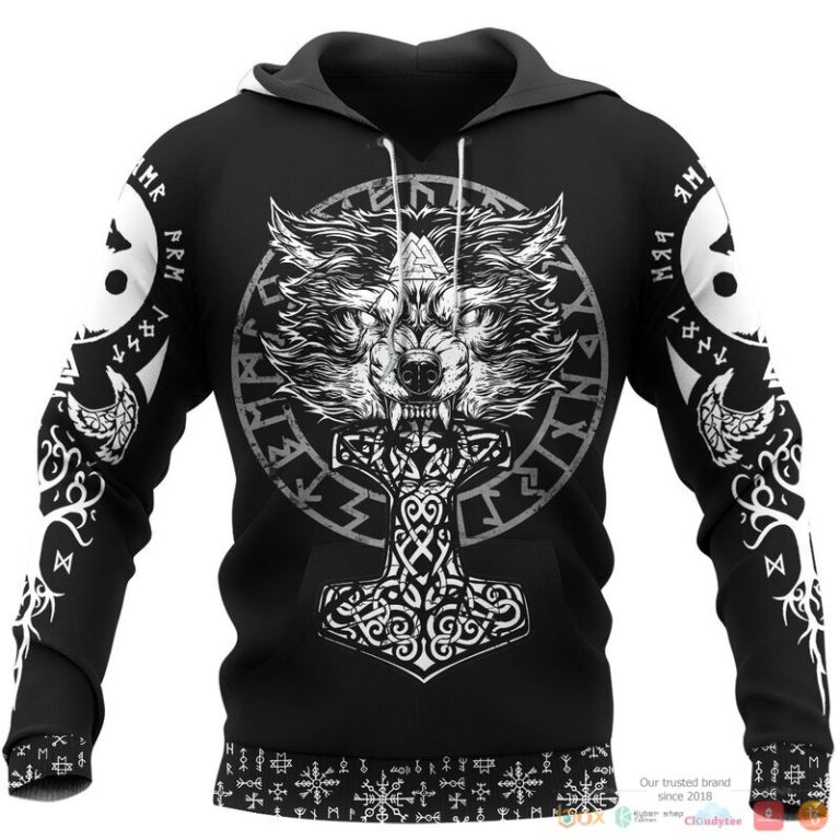 Viking Wolf Hammer Raven Valknut Spear 3d shirt Hoodie