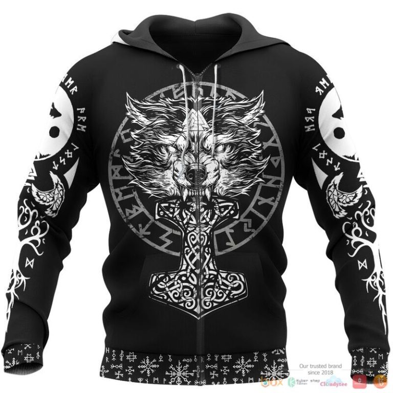 Viking Wolf Hammer Raven Valknut Spear 3d shirt Hoodie 1 2