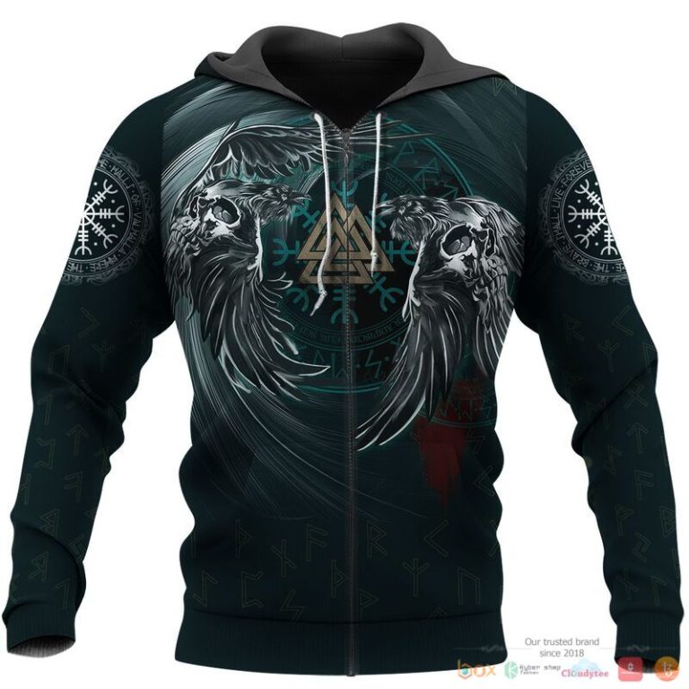 Viking Yin Yang Raven Valknut 3d shirt Hoodie 1 2