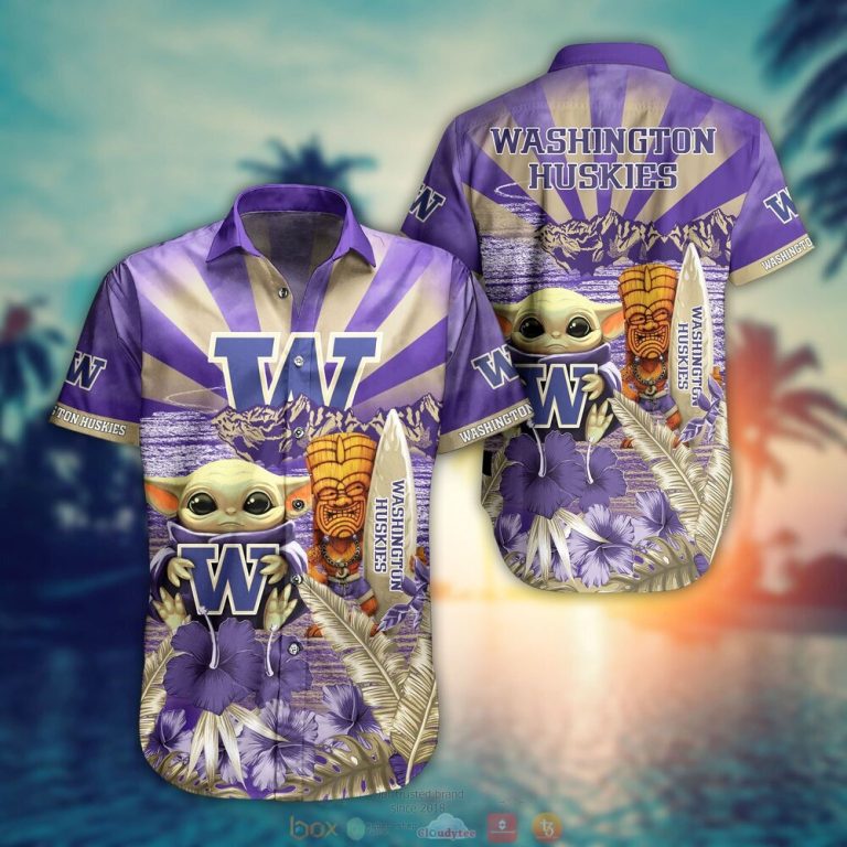 Washington Huskies NCAA Baby Yoda Hawaiian Shirt Shorts