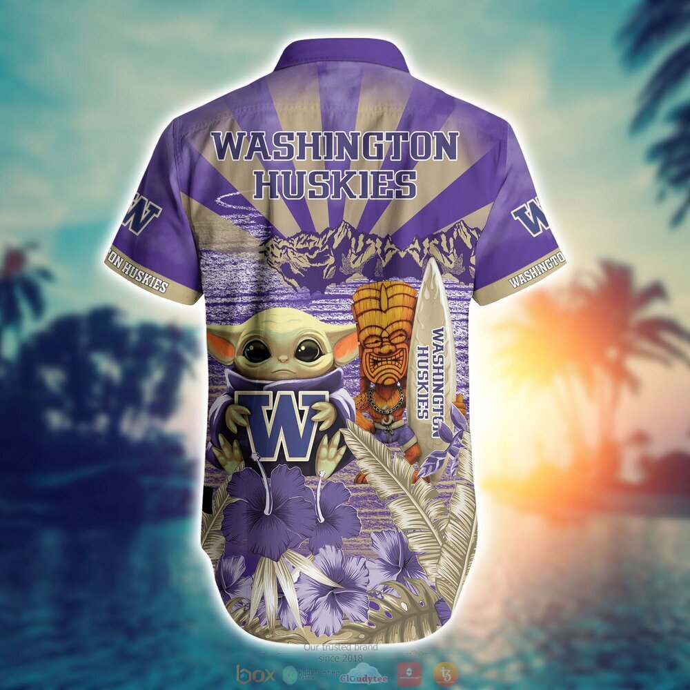 Washington Huskies NCAA Baby Yoda Hawaiian Shirt Shorts 1 2