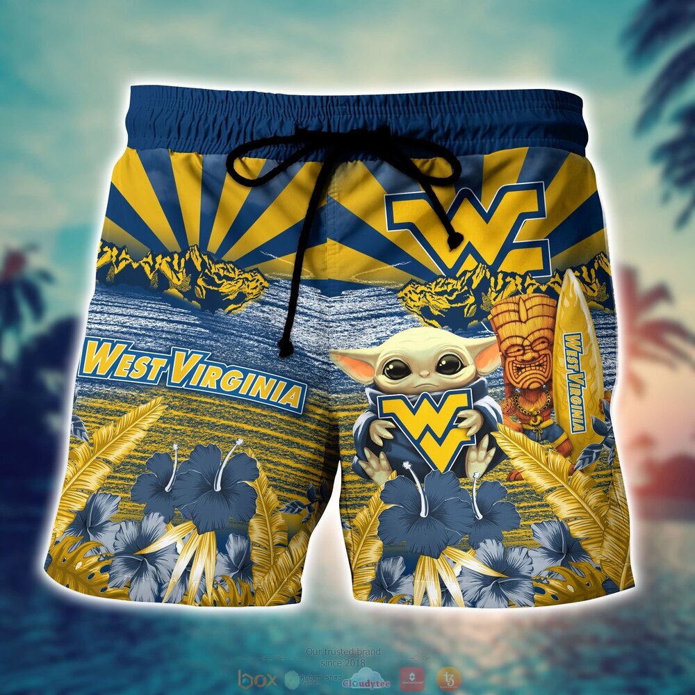 West Virginia Mountaineers NCAA Baby Yoda Hawaiian Shirt Shorts 1 2 3