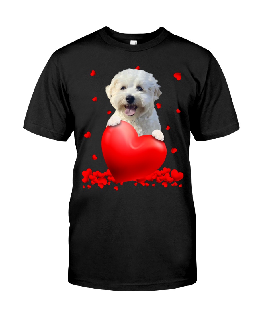 White Morkie Poo Valentine Hearts shirt hoodie 1