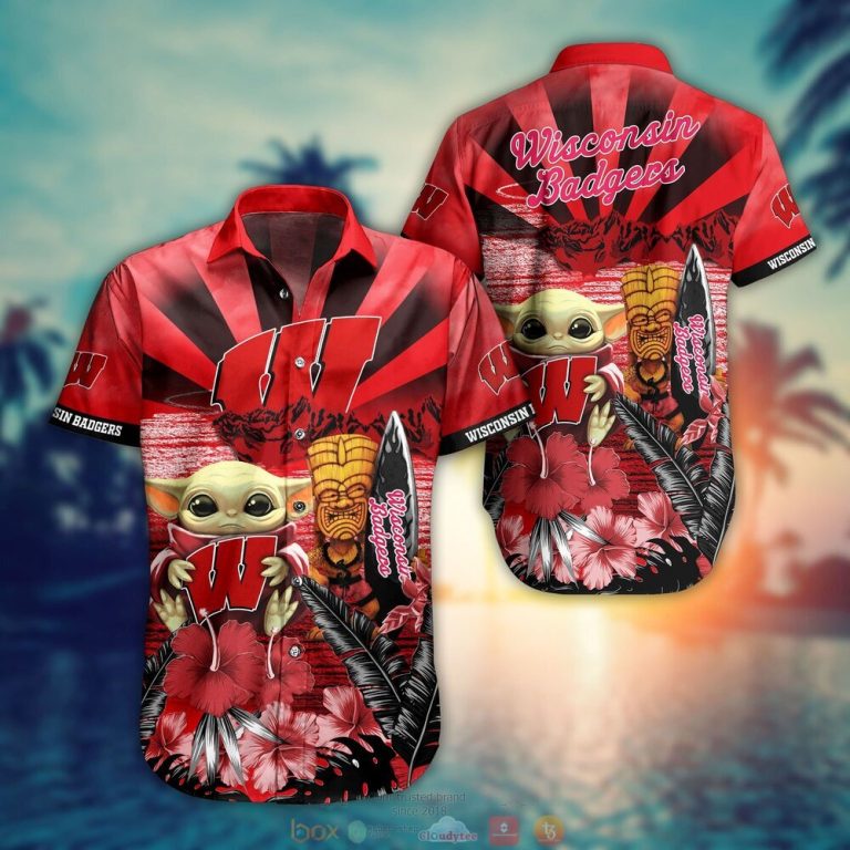 Wisconsin Badgers NCAA Baby Yoda Hawaiian Shirt Shorts