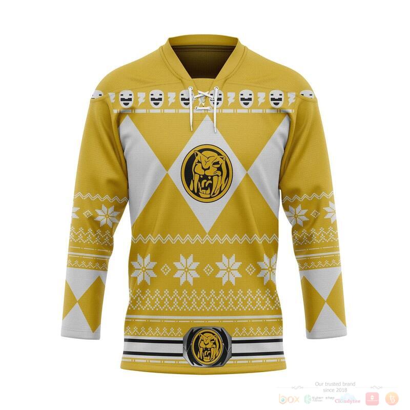 Yellow Mighty Morphin Power Rangers Hockey Jersey