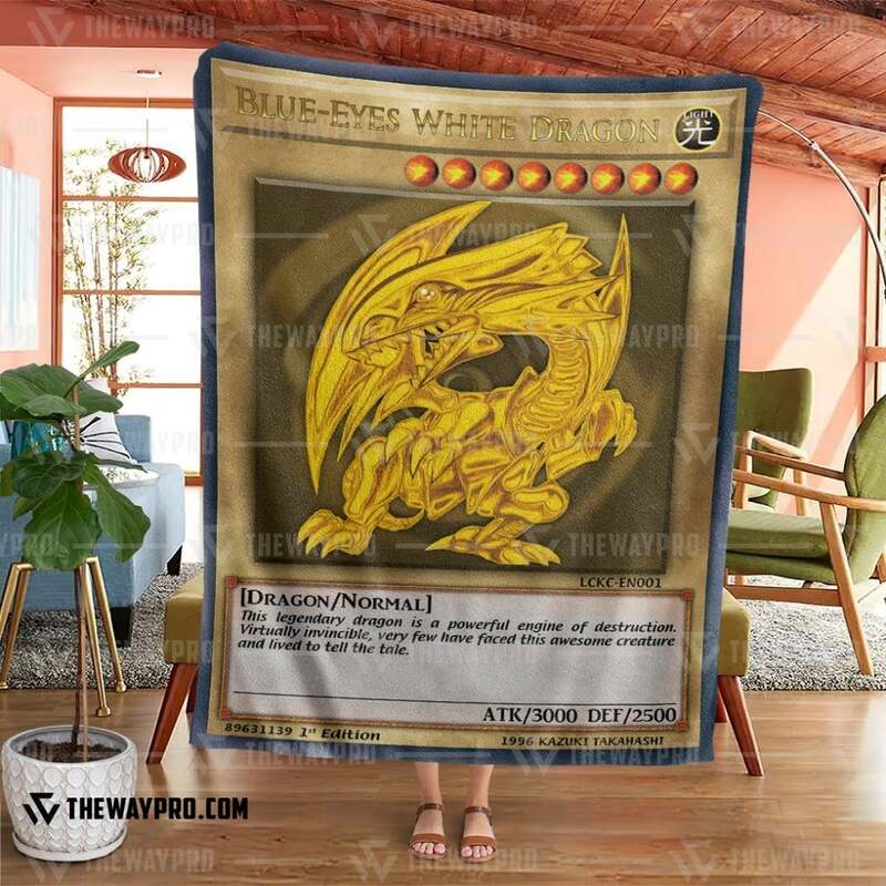 Yu Gi Oh Golden Blue Eyes White Dragon Card Blanket 1