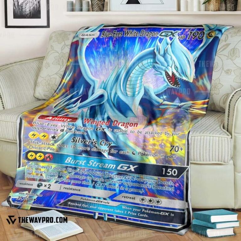 Yu Gi Oh Pokemon Blue Eyes White Dragon GX Blanket