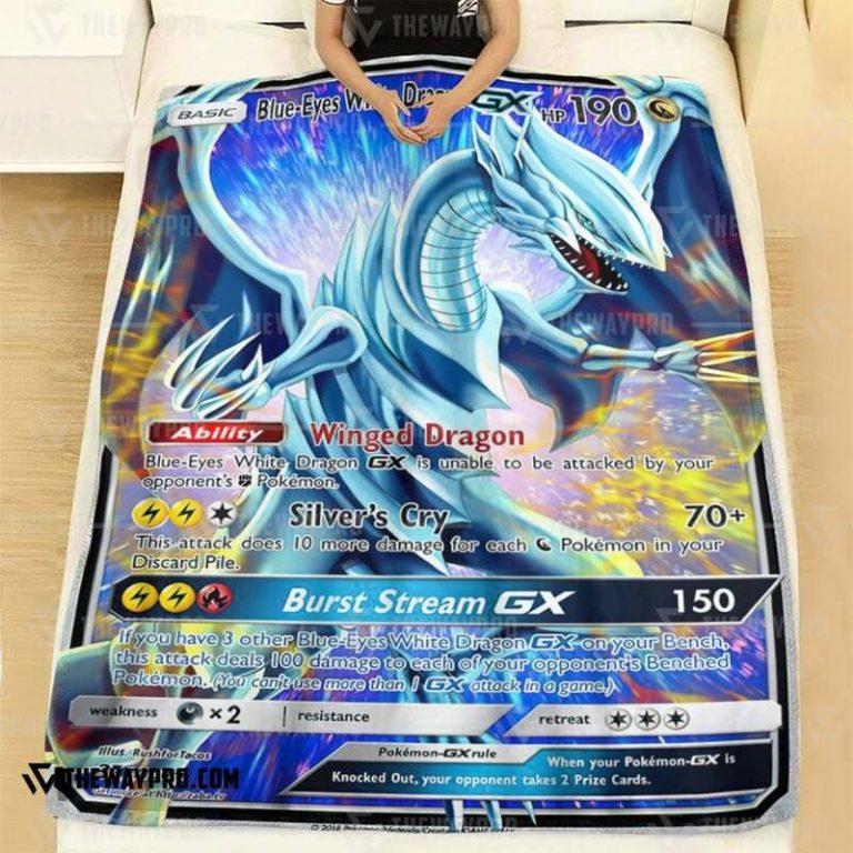 Yu Gi Oh Pokemon Blue Eyes White Dragon GX Blanket 1