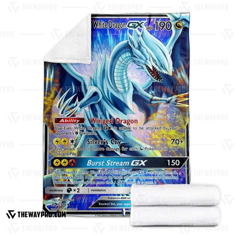 Yu Gi Oh Pokemon Blue Eyes White Dragon GX Blanket 1 2