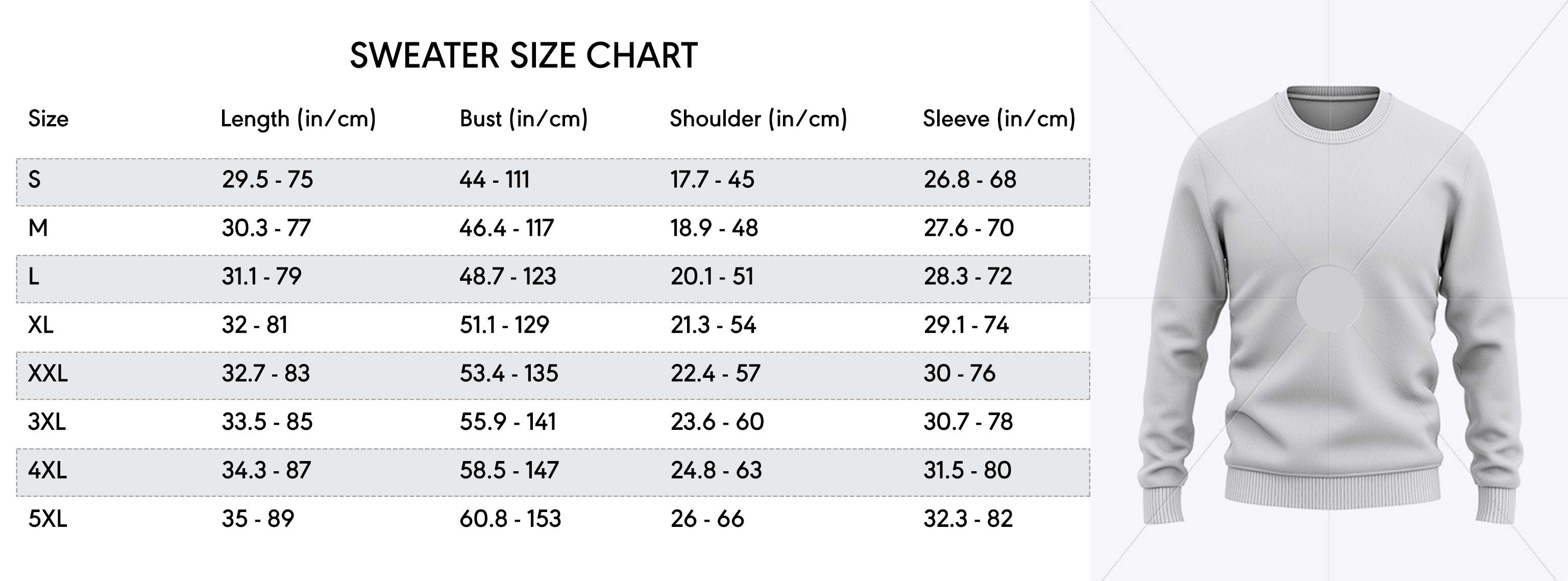 sweatersizechart