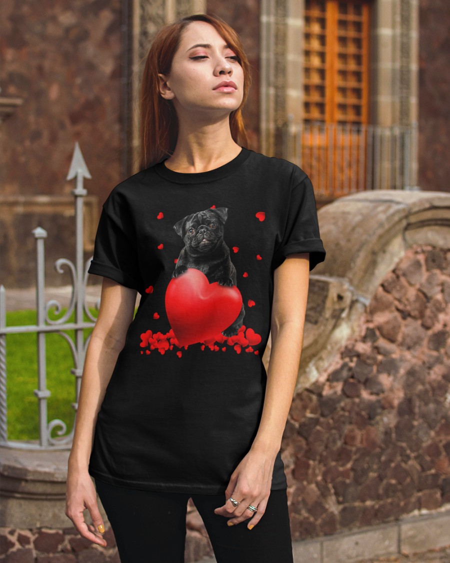 uTOXWC2t Black Pug Valentine Hearts shirt hoodie 3