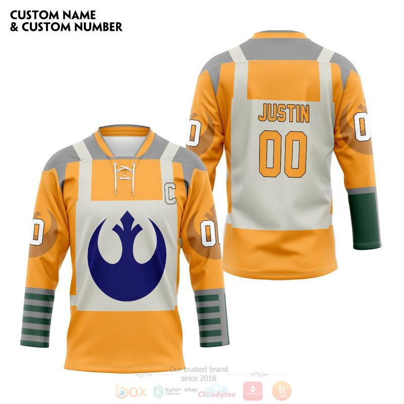 3D Happy Star The Rebel Alliance Yellow Personalized Hockey Jersey 1 2