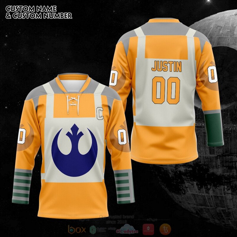 3D Happy Star The Rebel Alliance Yellow Personalized Hockey Jersey 1 2 3