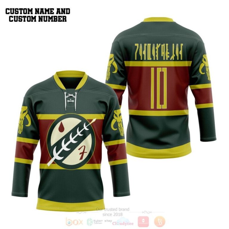 3D Star Wars Mandalorian Boba Fett Personalized Hockey Jersey 1 2