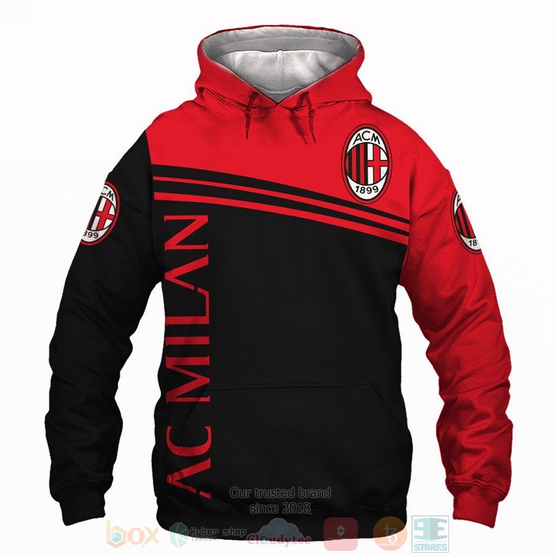 AC Milan red black 3D shirt hoodie