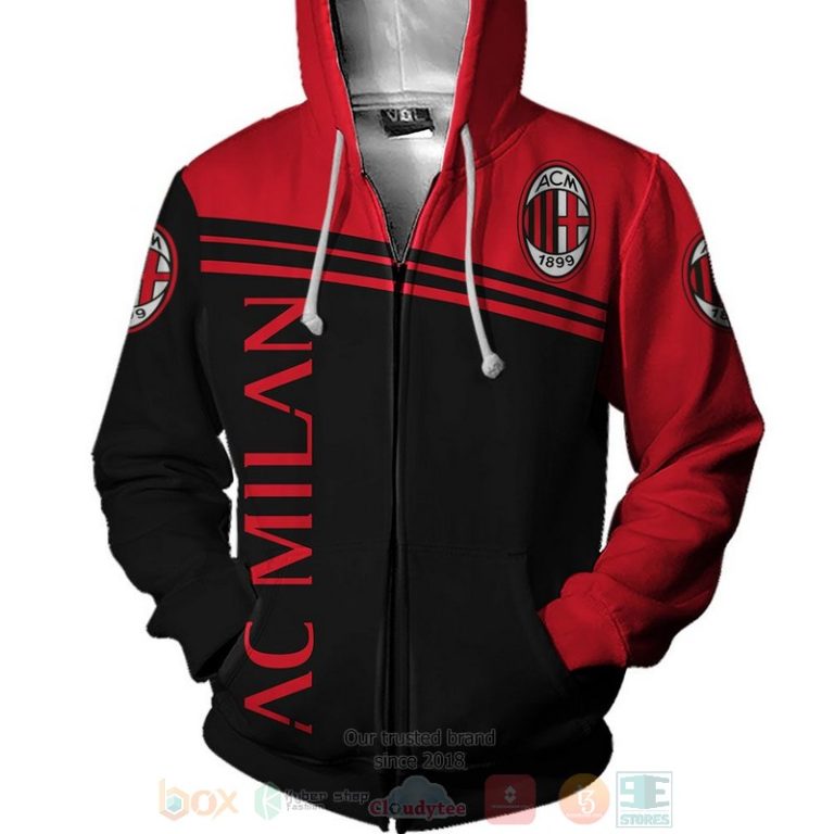 AC Milan red black 3D shirt hoodie 1 2