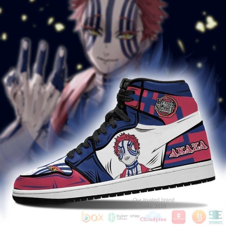 Akaza Sneakers Custom Anime Demon Slayer Air Jordan High Top Shoes 1 2