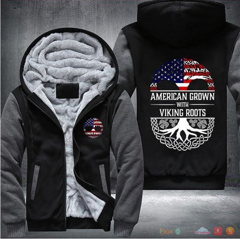 American Grown with Viking Groots Fleece Hoodie Jacket
