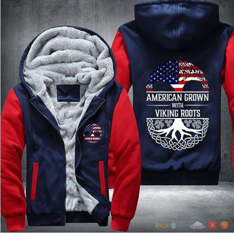 American Grown with Viking Groots Fleece Hoodie Jacket 1
