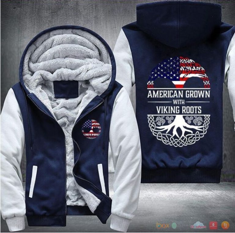 American Grown with Viking Groots Fleece Hoodie Jacket 1 2