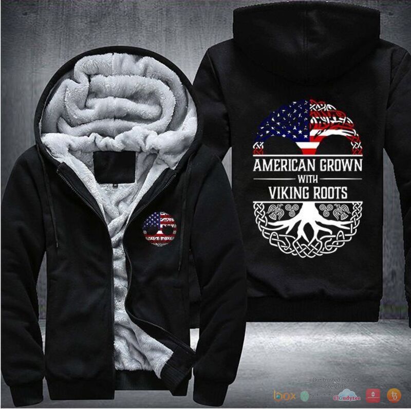 American Grown with Viking Groots Fleece Hoodie Jacket 1 2 3