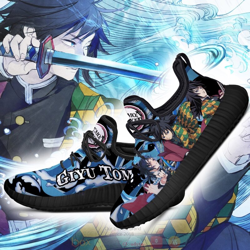 Anime Demon Slayer Giyu Tomioka Blue Reze Shoes 1 2