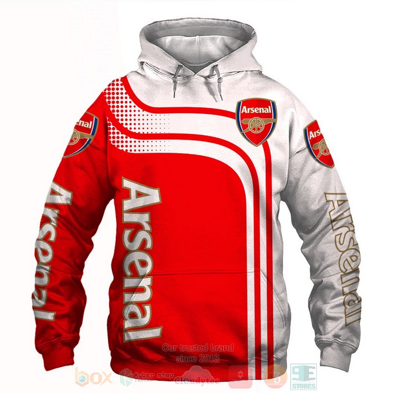 Arsenal Football Club red white 3D shirt hoodie 1 2 3 4 5 6 7 8 9 10 11 12