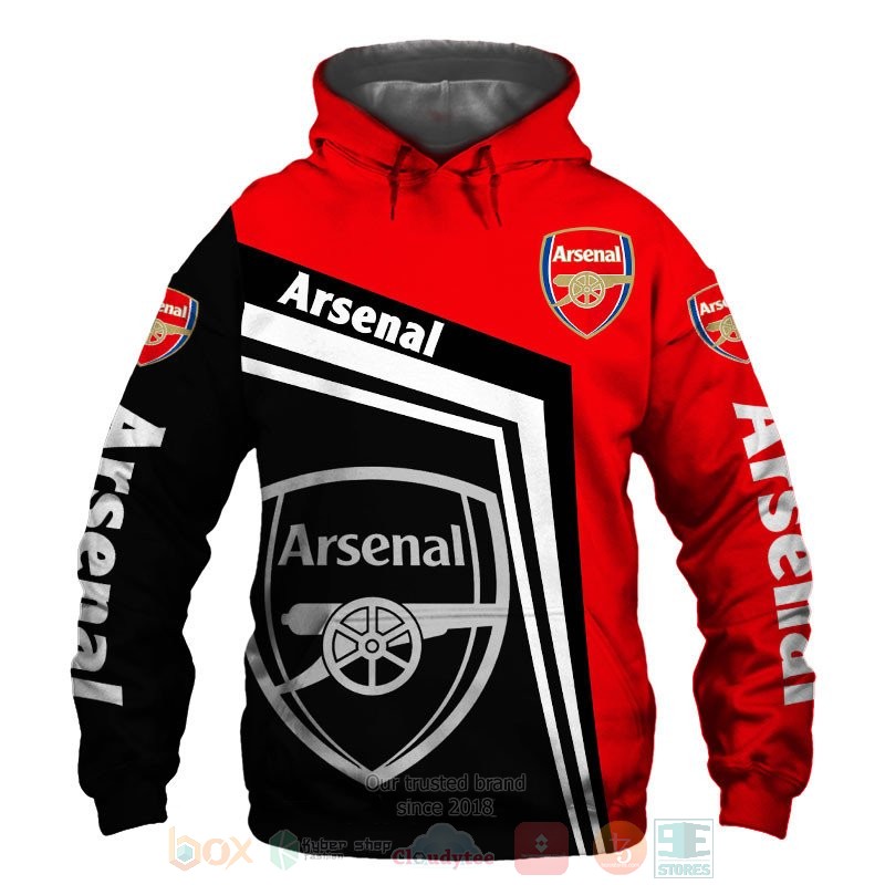 Arsenal red black 3D shirt hoodie