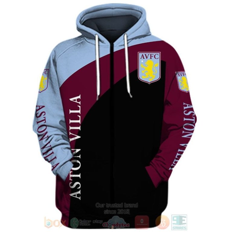 Aston Villa FC red black 3D shirt hoodie 1 2