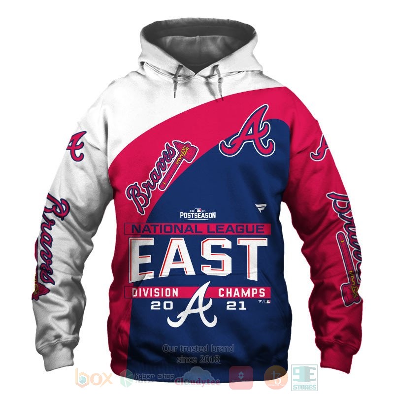 Atlanta Braves NL East Division Champions 2021 white red blue 3D shirt hoodie