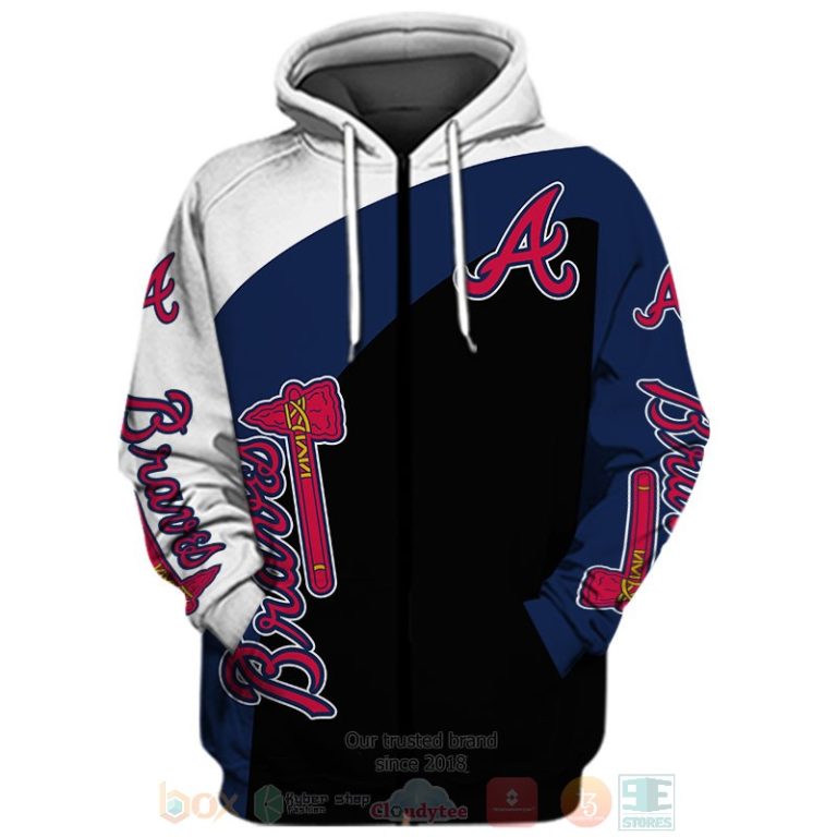 Atlanta Braves white blue black 3D shirt hoodie 1 2