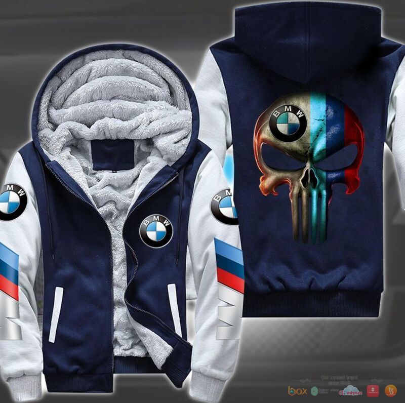 BMW Skull Fleece Hoodie Jacket 1 2